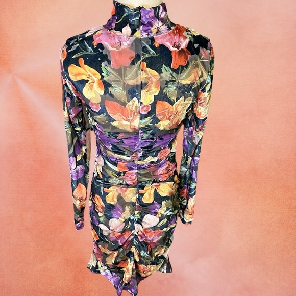 NWT Kourt Mockneck Floral Velvet Burnout Bodycon Dress Size Medium - Picture 9 of 16